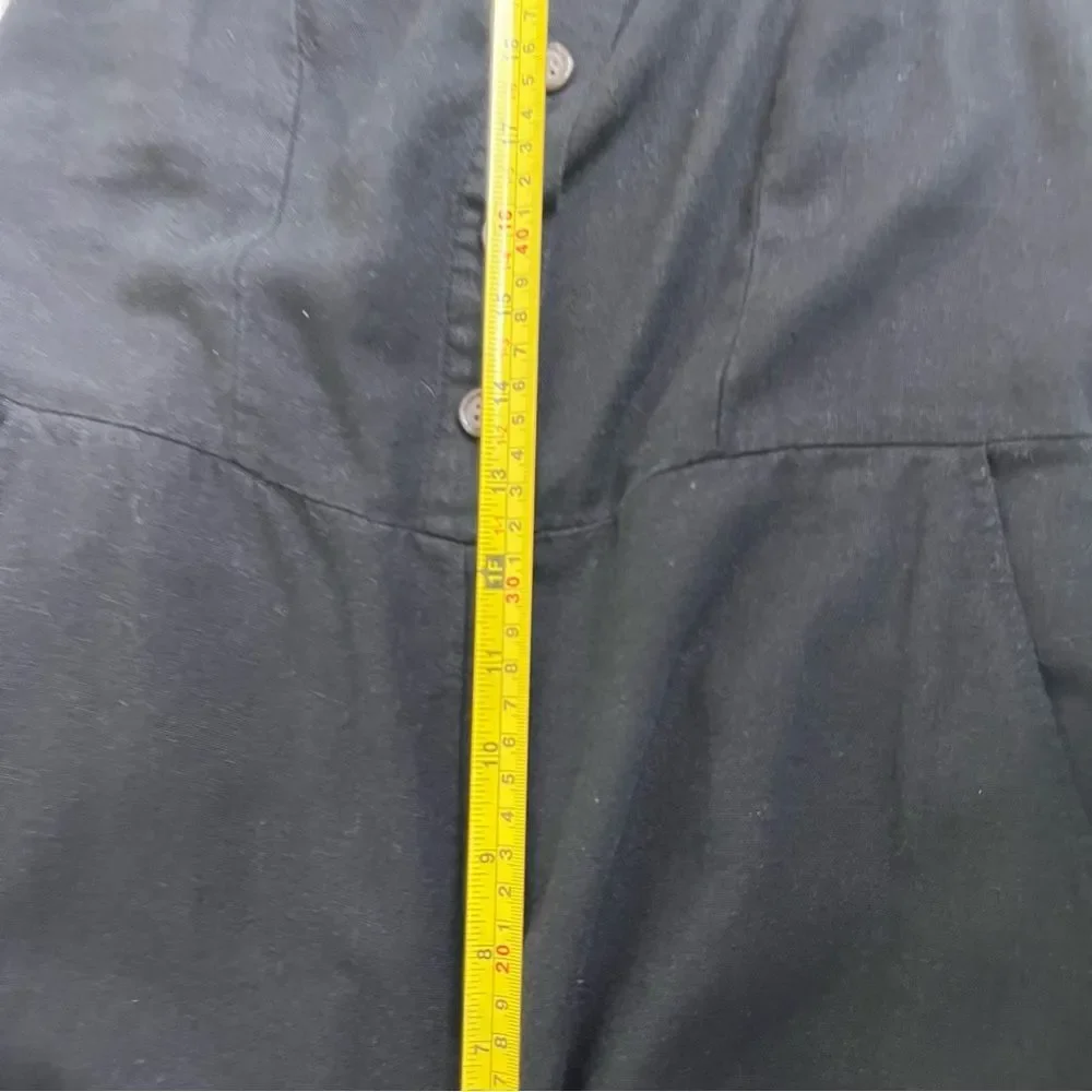 Old Navy Linen Rayon Black Jack Romper Overall Cropped Smocked Back Women Small - Picture 14 of 15